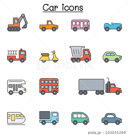 Vehicle color line icon set Vehicle color line icon set 103035269