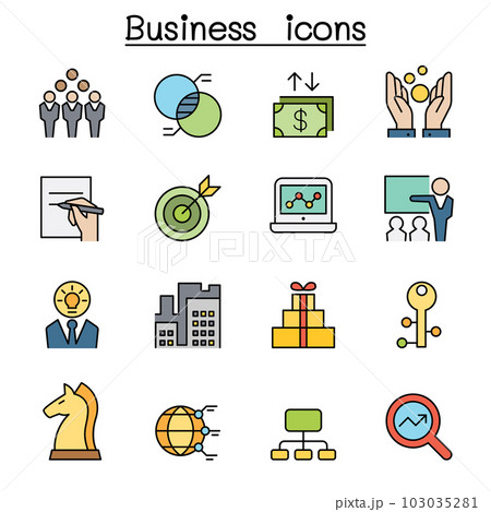 Business color line icon set Business color line icon set 103035281