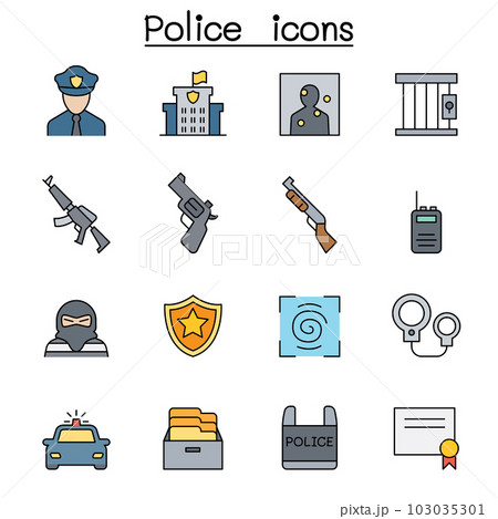 Police color line icon set Police color line icon set 103035301