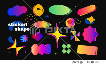 Geometric different shape. Retro cartoon sticker. Geometric different shape. Retro cartoon sticker. 103036660