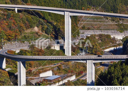 埼玉県秩父　紅葉と雷電廿六木橋 103036714