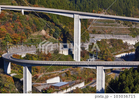 埼玉県秩父 紅葉と雷電廿六木橋 埼玉県秩父 紅葉と雷電廿六木橋 103036715