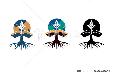 logo vector image planet book plant tree and roots logo vector image planet book plant tree and roots 103038024