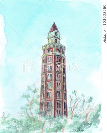 浅草十二階のイラスト(凌雲閣)のイラスト素材 [103038260] - PIXTA