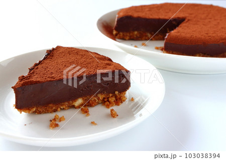 カットされたクッキー生地の生チョコタルト カットされたクッキー生地の生チョコタルト 103038394