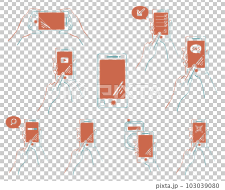 スマホを持つ手のセット 103039080