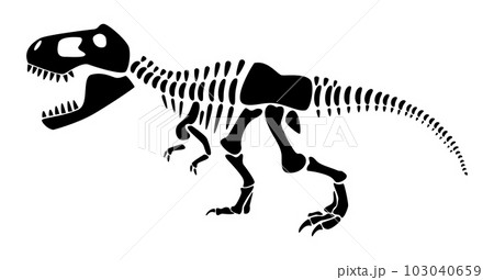 T Rex Dinosaur Skeleton Silhouette Illustration: ilustrações stock  2002026125