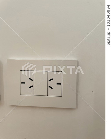 power outlet and plug socket with three flat holes power outlet and plug socket with three flat holes 103040994