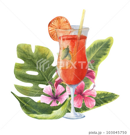 A set of tropical fruits, pineapples, kiwi, banana slices,highlighted on a white background. Watercolor A set of tropical fruits, pineapples, kiwi, banana slices,highlighted on a white background. Watercolor 103045750