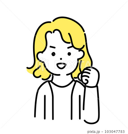 かわいい人物のイラストシリーズ _ 中性的な人物 _ ガッツポーズ 103047783