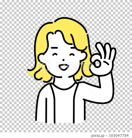 Illustration series of cute people _ androgynous person _ ok sign 103047784
