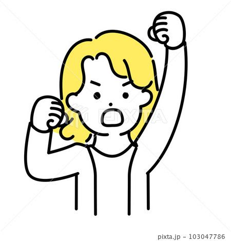 かわいい人物のイラストシリーズ _ 中性的な人物 _ 抗議 103047786