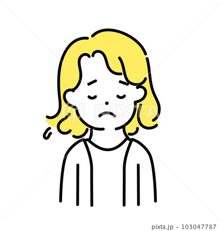 かわいい人物のイラストシリーズ _ 中性的な人物 _ 俯く 103047787