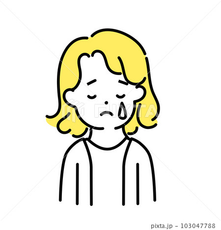 かわいい人物のイラストシリーズ _ 中性的な人物 _ 泣く 103047788