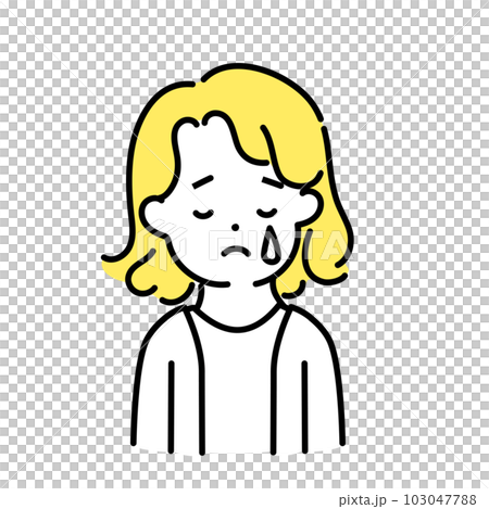 かわいい人物のイラストシリーズ _ 中性的な人物 _ 泣く 103047788