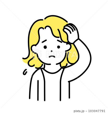 かわいい人物のイラストシリーズ _ 中性的な人物 _ 困る 103047791