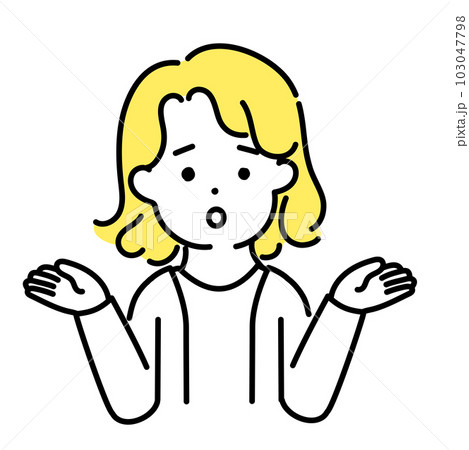 かわいい人物のイラストシリーズ _ 中性的な人物 _ 困る 103047798