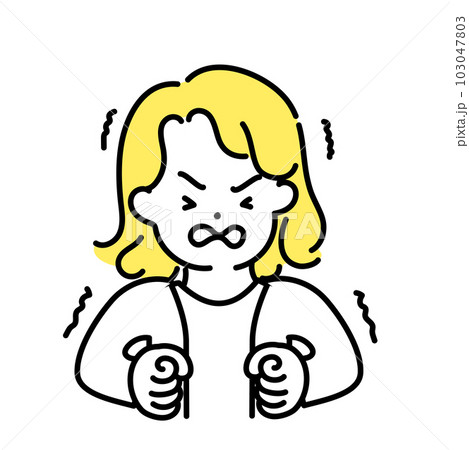かわいい人物のイラストシリーズ _ 中性的な人物 _ 耐える 103047803