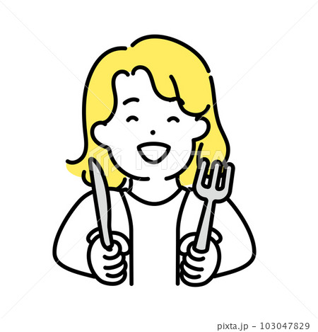 かわいい人物のイラストシリーズ _ 中性的な人物 _ 食べる 103047829