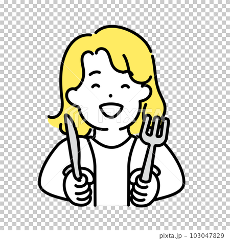 かわいい人物のイラストシリーズ _ 中性的な人物 _ 食べる 103047829