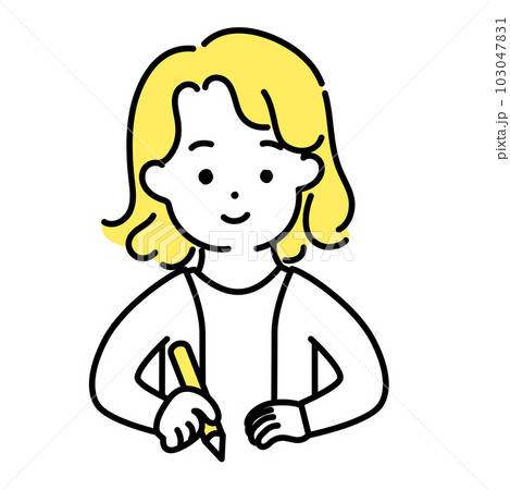 かわいい人物のイラストシリーズ _ 中性的な人物 _ 学ぶ 103047831