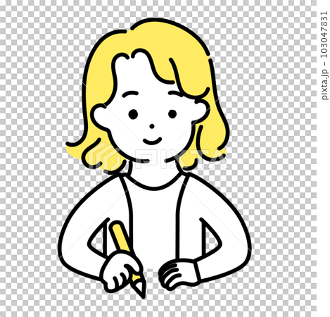 かわいい人物のイラストシリーズ _ 中性的な人物 _ 学ぶ 103047831