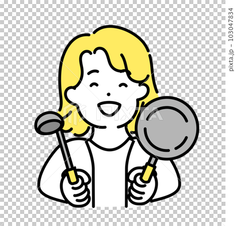 かわいい人物のイラストシリーズ _ 中性的な人物 _ 料理 103047834