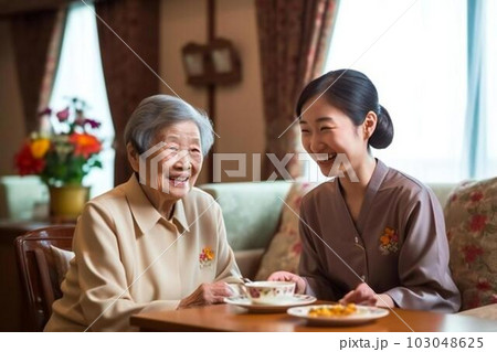 介護職員と老人(AI画像) 介護職員と老人(AI画像) 103048625