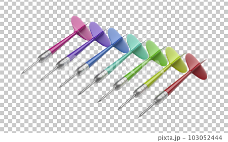 Row with different colored darts 103052444