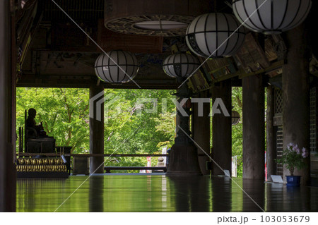 長谷寺　本堂（礼堂）から見た新緑（奈良県桜井市初瀬） 103053679
