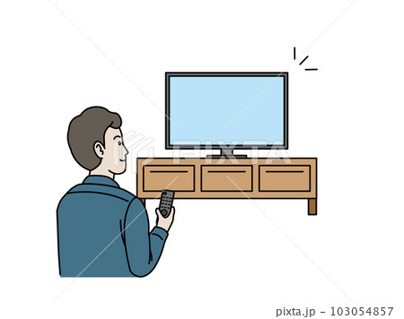 テレビの電源をつける男性のイラスト 103054857