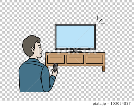 テレビの電源をつける男性のイラスト 103054857