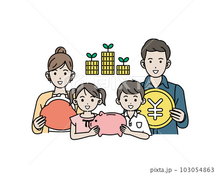 家族で節約や貯金をするイラスト 103054863