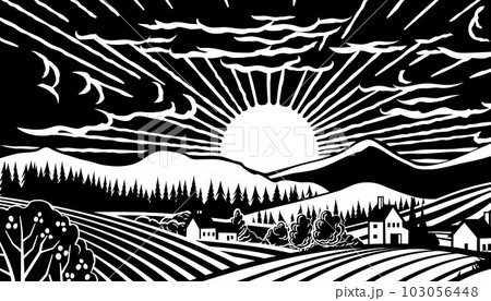 Fields Rolling Hills Sunrise Farm Land Background 103056448