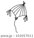 Doodle Kite illustration. Summer vector illustration in Hand Draw style. 103057011