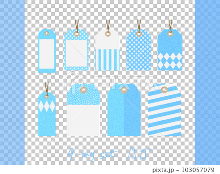 Stylish material set for labels (tags/tags) 9 pieces [light blue] label (tags) 103057079