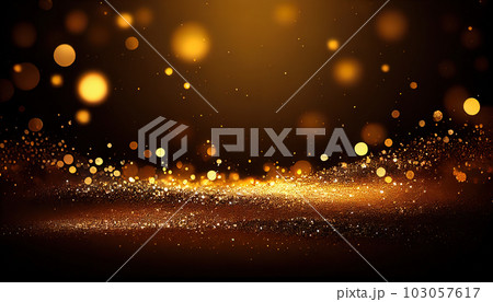 Shiny color golden wave design element with glitter effect on dark background Shiny color golden wave design element with glitter effect on dark background 103057617