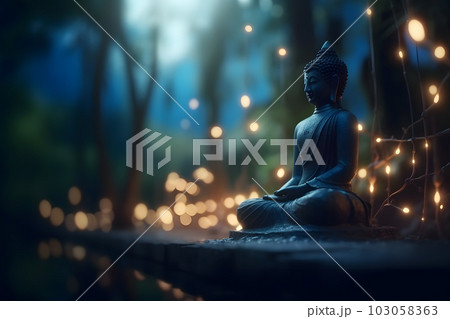 Buddha statue in the temple. Neural network AI generated art Buddha statue in the temple. Neural network AI generated art 103058363