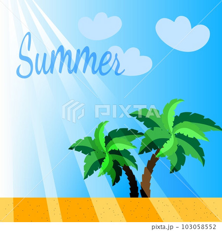 Hello summer background. Sea with sand and palms. 103058552