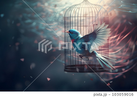 Bird in a cage. Neural network AI generated art Bird in a cage. Neural network AI generated art 103059016