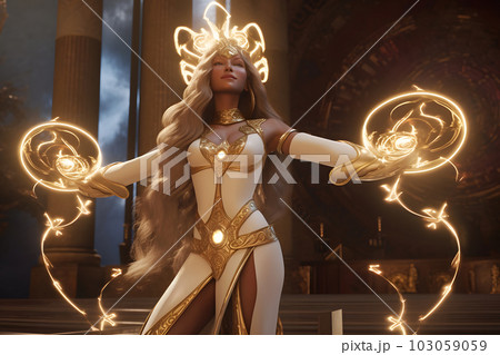 Beautiful magical fantasy woman. Neural network AI generated art 103059059