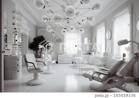 Modern innovative ophthalmology cabinet in white colors. Neural network AI generated art Modern innovative ophthalmology cabinet in white colors. Neural network AI generated art 103059138