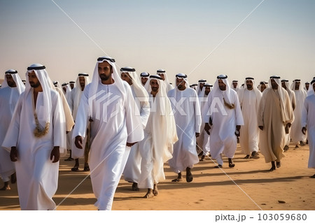 many arab men in the desert. Neural network AI generated art many arab men in the desert. Neural network AI generated art 103059680