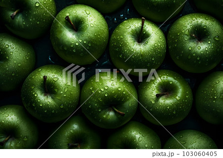 Many green apples background. Neural network AI generated art 103060405