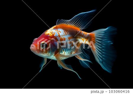 goldfish on a dark background. Neural network AI generated art goldfish on a dark background. Neural network AI generated art 103060416