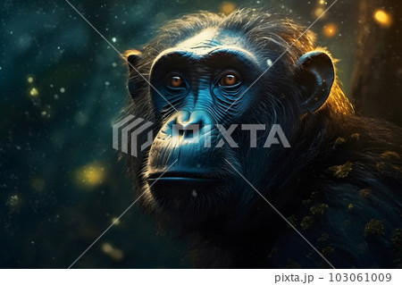 Monkey portrait. Neural network AI generated art Monkey portrait. Neural network AI generated art 103061009
