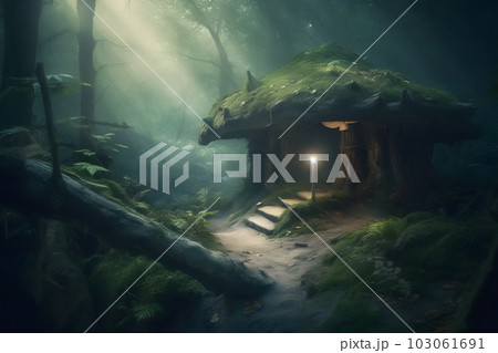 Fantastic world of mushrooms. Neural network AI generated art 103061691