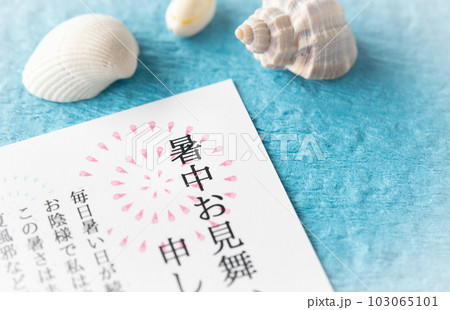 暑中お見舞い　ハガキ　夏　挨拶状　貝 103065101