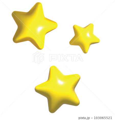 3 cute yellow star 3D shape 3 cute yellow star 3D shape 103065521