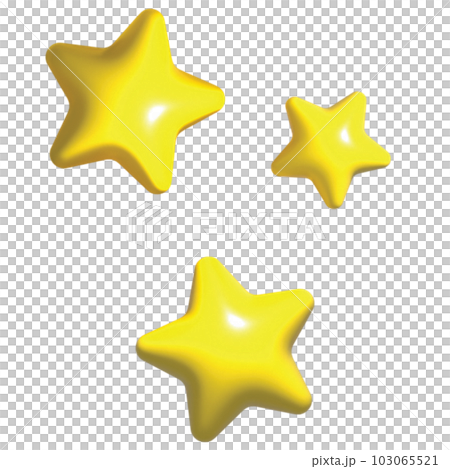 3 cute yellow star 3D shape 3 cute yellow star 3D shape 103065521